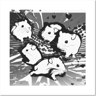 Hamsters Shadow Silhouette Anime Style Collection No. 32 Posters and Art